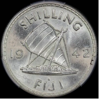 Fiji 1942-S Silver Shilling KM#12a PCGS MS62