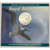 New Zealand 1998 5 Dollar Brilliant Uncirculated Coin Royal Albatross