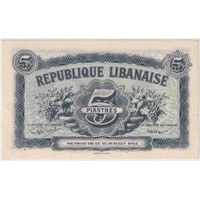 Lebanon 1942 5 Piastres P# 49 good EF