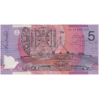 1997 $5 Note AA97 Black Serials MacFarlane/Evans ex NPA Folder