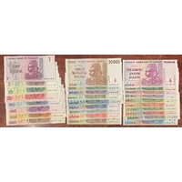 Zimbabwe 2007-2008 Complete Set of 27 Hyperinflation Notes 1-100 Trillion Dollars Uncirculated