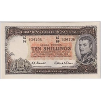 1954 Ten Shilling Coombs/Wilson R16 PMG Choice Unc 64