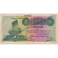 Lebanon 1939 1 Livre P# 26a Very Fine