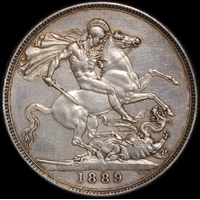 1889 Silver Crown Victoria S#3921 good EF