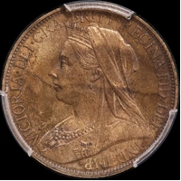 Great Britain 1895 Copper Farthing KM# 788.1 PCGS MS63RB