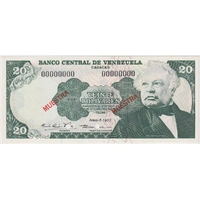 Venezuela 7.6.1977 Specimen 20 Bolivares P# 53s2 Uncirculated