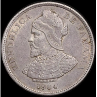Panama 1904 Silver 50 Centisimos KM# 5 about Unc