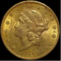 United States 1897-S Gold $20 Double Eagle KM#74.3 Extremely Fine
