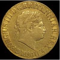 1820 Gold Sovereign George III Closed 2 S#3785C Fine