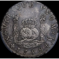 Mexico 1758-Mo MM Silver 8 Reales KM#104.2 PCGS AU53