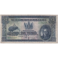 New Zealand 1934 Five Pounds P# 156 Fine