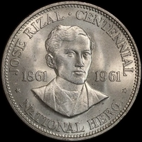 Philippines 1961 Silver 1 Peso KM# 192 Uncirculated
