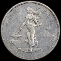 Philippines 1903-S Silver Peso KM# 168 about Unc