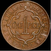 East Africa 1899 Copper 1 Pice KM#1 about Unc