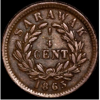 Sarawak 1863 Copper 1/4 Cent KM#1 good VF