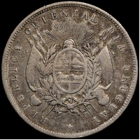 Uruguay 1877 Silver Peso KM# 17 Very Fine