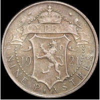 Cyprus 1921 Silver 9 Piastres KM# 13 good EF