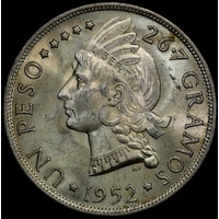 Dominican Republic 1952 Silver Peso KM#22 Uncirculated