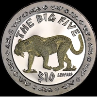 Sierra Leone 2001 Silver $10 Uncirculated Coin The Big Five: Leopard