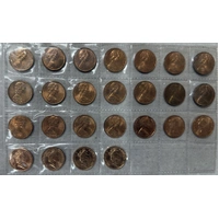 Complete  Set of Australian 2 Cent Coins 1966~1990 Uncirculated