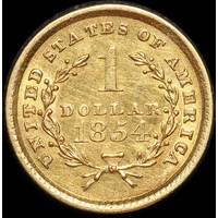 United States 1854 Gold Liberty Head Gold Dollar KM#73 Uncirculated