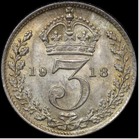 1918 Threepence George V Sp# 4015 Uncirculated