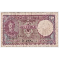 Ceylon 1944 2 Rupees P#35a about VF