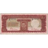 1940 Ten Pound Sheehan/McFarlane V/3 1st Prefix R58f Very Good