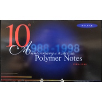 1998 Ten Dollar Folder 10th Anniversary of Polymer Notes - Deluxe