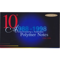 1998 Ten Dollar Folder 10th Anniversary of Polymer Notes - Premium