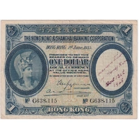Hong Kong 1935 1 Dollar P# 172c Fine
