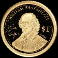 Cook Islands 2014 Gold Half Gram Coin William Shakespeare