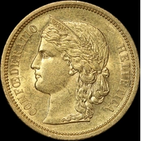 Switzerland 1883 Gold 20 Francs KM# 31.1 about Unc