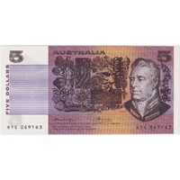 1976 $5 Note OCR-B Serials Side Thread Knight/Wheeler R206cL good EF