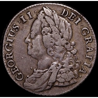 1743 Silver Shilling George II  S#3702 Very Fine