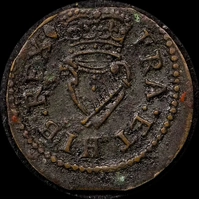 1603 - 1625 Copper Farthing James I /  S#J1FA-020 about VF