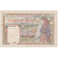 Algeria 1940 50 Francs P# 84 Very Fine