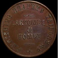 1860 Larcombe & Co. Copper Penny Token A313