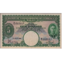 Malaya 1941 5 Dollars P# 12 about Unc PCGS AU55