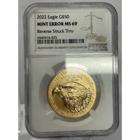 United States 2022 Gold 1oz Eagle  Struck Through Error