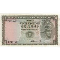 Timor 1967 20 Escudos Pick#26 Uncirculated