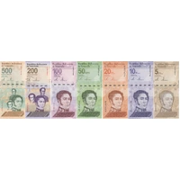 Venezuela 2023 7 Note Set (500 - 5 Bolivares) Uncirculated