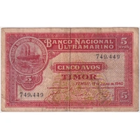Timor 1940 5 Avos P#12 Fine
