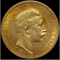 German States (Prussia) 1891-A Gold 20 Marks KM# 521 Extremely Fine