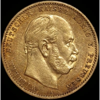 German States (Prussia) 1880-A Gold 10 Marks KM#504 about Unc