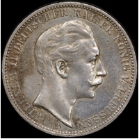 German States (Prussia) 1911-A Silver 3 Mark KM#527 Extremely Fine