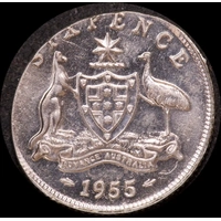 1955 Sixpence Clipped Elliptical Planchet about Unc 