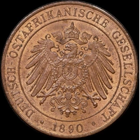 German East Africa 1890 Copper 1 Pesa KM# 1 Uncirculated