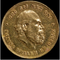 Netherlands 1875 Gold 10 Guilders KM# 105 Extremely Fine