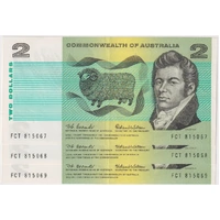 1966 $2 Note Consecutive Trio Coombs/Wilson R81 about Uncirculated